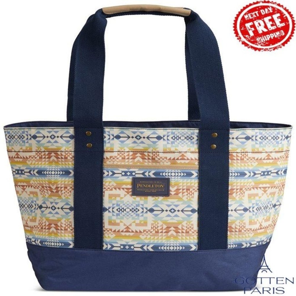 Pendleton Geometric-Print Zipper-Close Water-Repellent Tote Bag Opal Springs